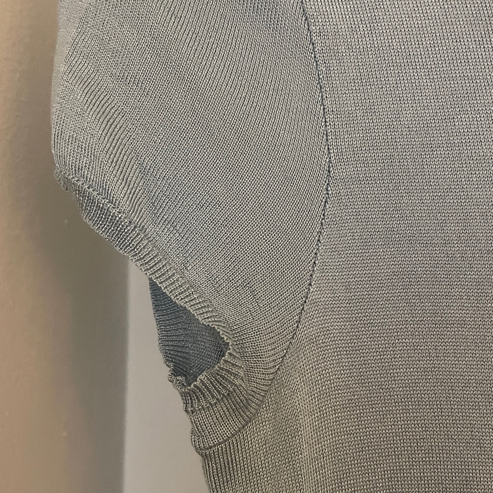 Ralph Lauren Blue Label Silk Short Sleeve Fitted Midi Dress Dusty Blue - Medium - Picture 13 of 16